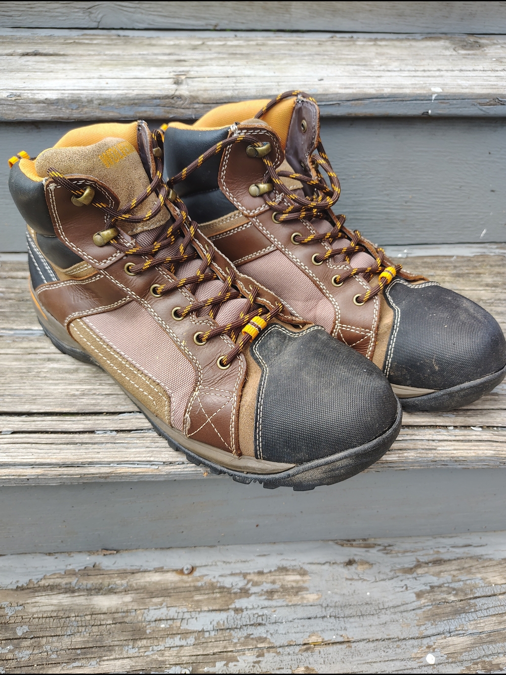 Wolverine Men's Brown and Black Work Boots - Durable Safety Footwear Size 14